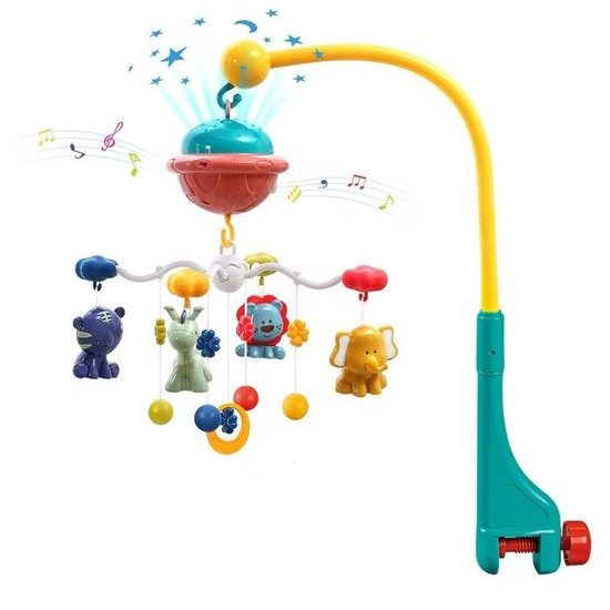 Kolotoč nad postieľku so zvieratkami a projektorom Bed Bell