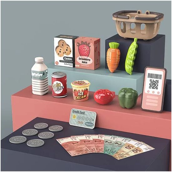 Dětská elektronická pokladna s váhou a pohyblivým pásem Fun Shopping