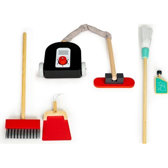 Ecotoys dřevěný úklidový vozík s vysavačem