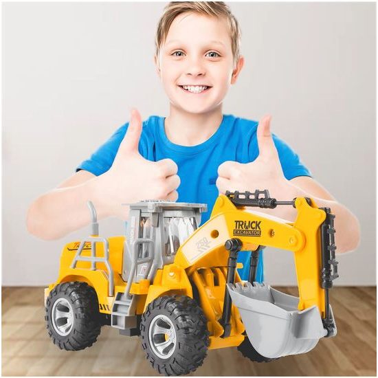 POŠKOZENÝ OBAL Bagr na dálkové ovládání Truck Excavator s pohyblivou lžící 1:36