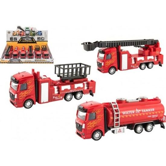 Hasičské auto na zpětné natažení - mix 3 druhy