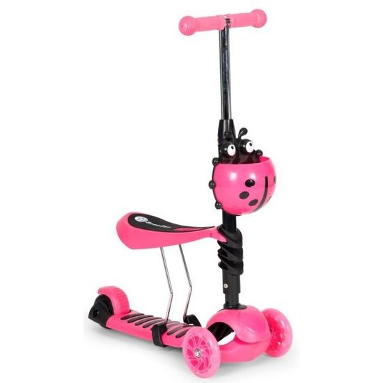 Ecotoys dětská koloběžka se svítícími koly Bedrunka růžová 5v1