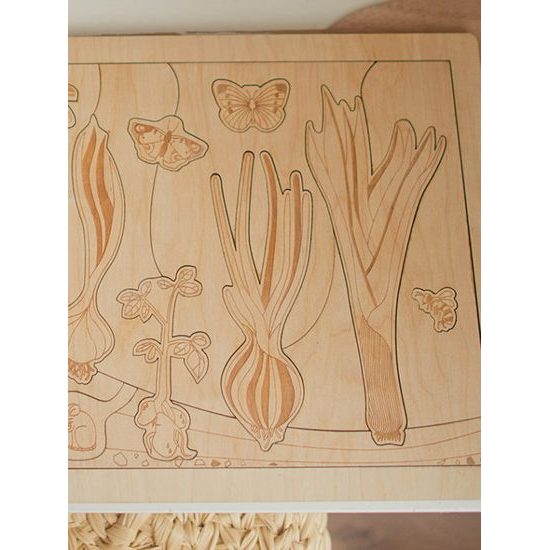 Kořenová zelenina - edukativní dřevěné puzzle - SLOVENSKÁ VERZE