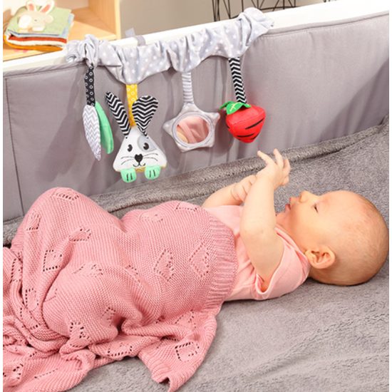 Dětská bambusová dečka - růžová se srdíčky