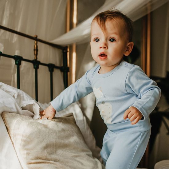 EEVI Kojenecké body s dlouhým rukávem Mellow modrá 74 (6-9m)