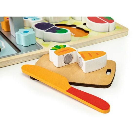 Ecotoys dětská dřevěná mini kuchyňka na desce s příslušenstvím Kitchen Desk