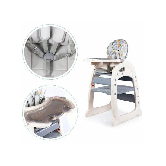 ROZBALENO Ecotoys jídelní židlička 2v1 Myška šedá