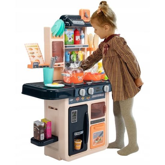 Dětská mini kuchyňka se zvuky a párou Little Chef- modrá