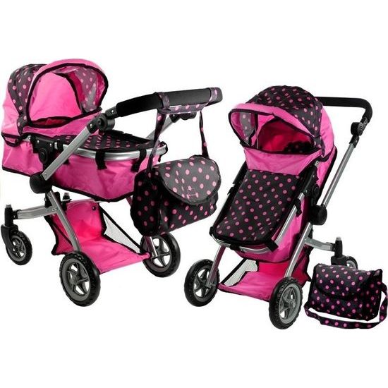 Kočárek pro panenky 2v1 Alice - růžový