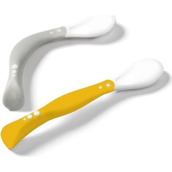 BabyOno Flexibilní lžičky, 2 ks, žlutá/šedá