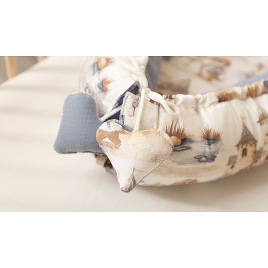 Hnízdečko pro miminko z mušelínu, Dráček, jeans