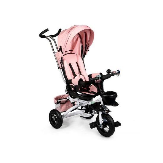 Ecotoys dětská tříkolka s otočným sedadlem a nafukovacími koly Rotage světle růžová