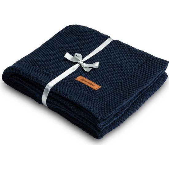 Dětská deka do kočárku pletená 100% bavlna tmavě modrá