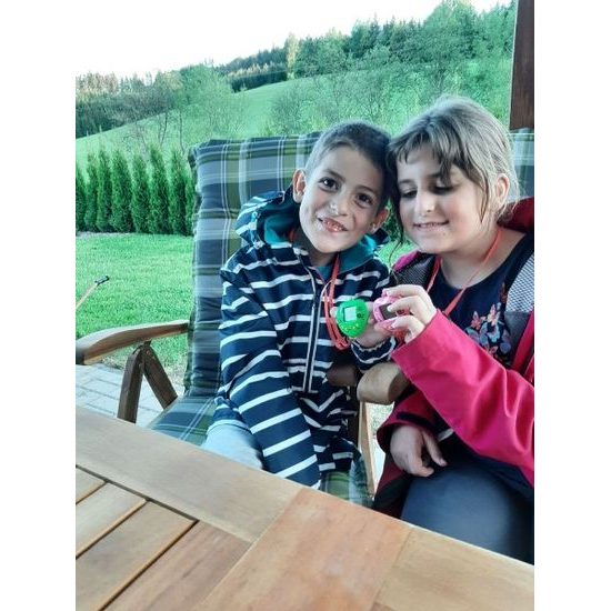 Zvířátko elektronické - přívěsek se šňůrkou - mix 3 barvy