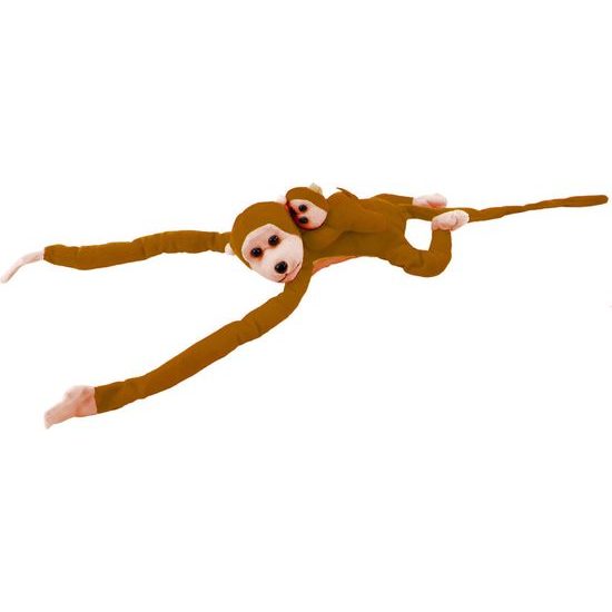 Plyšová opice s baby opičkou, 90 cm, tmavě hnědá