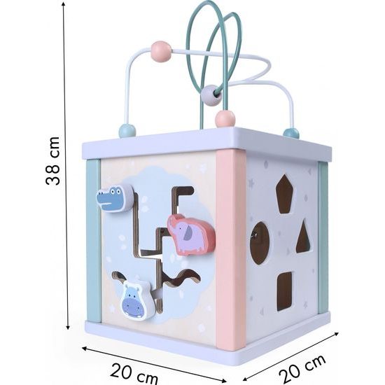 Dřevěná vzdělávací kostka s hodiny ECOTOYS