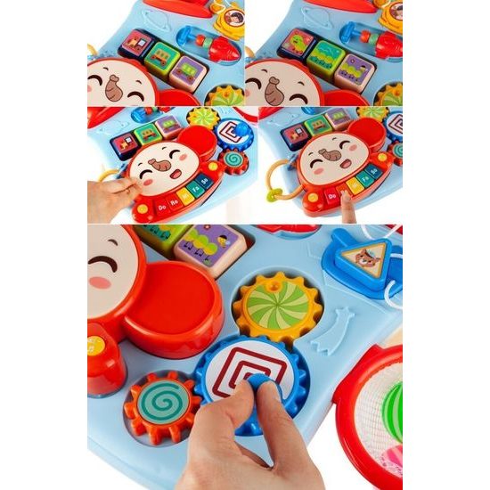 Interaktivní chodítko s hracím stolečkem Music Stroller 2v1 modré