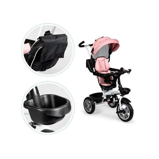 Ecotoys dětská tříkolka s otočným sedadlem 2v1 růžová