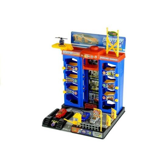 Majlo Toys parkovací garáž s výtahem a helikoptérou + 3 autíčka