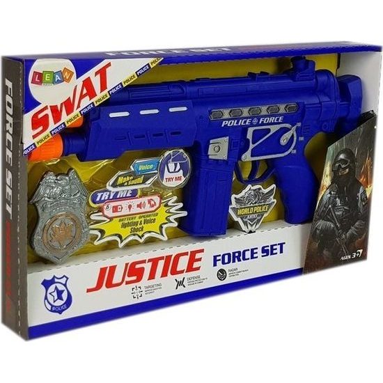 Dětská policejní pistole s odznakem 37cm modrá