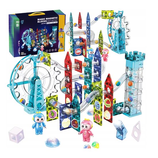 Doris magnetická svítící stavebnice s mlýnským kolem a výtahem Magic Blocks 129 dílů
