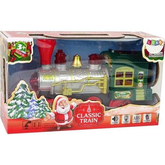 Vánoční lokomotiva se světly a zvuky - zelená