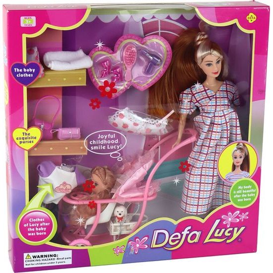 Těhotná panenka Lucy s dcerou a doplňky