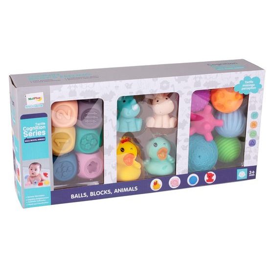 Senzorické hračky pro nejmenší Blocks Balls 16 kusů