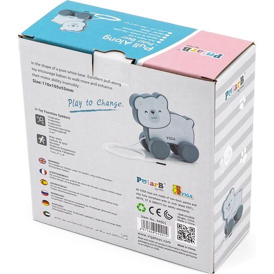 Dřevěná tahací hračka na šňůrce Viga lední mědvěd