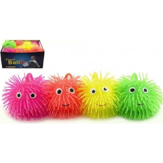 Antistresový mačkací Míček - chlupatý svítící - mix 4 barvy