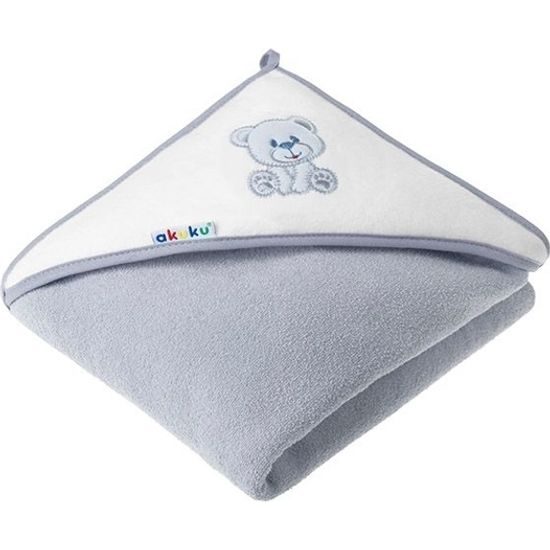 Dětská osuška 100x100 Akuku šedá s medvídkem, šedá