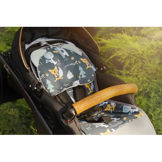 Sensillo Poduška do kočárku velvet zvířátka šedá