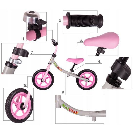 Dětské odrážedlo Nolan 12" šedo-růžové