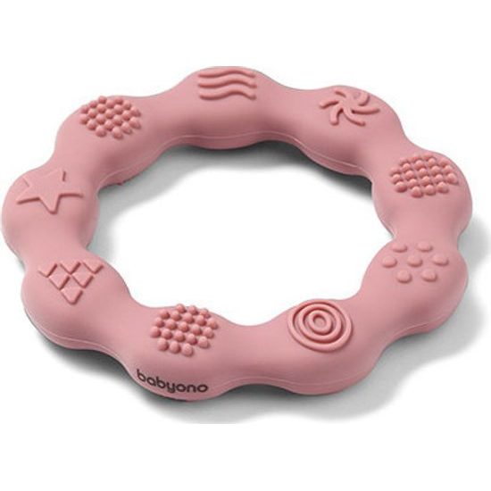 Silikonový kroužek na kousání růžový