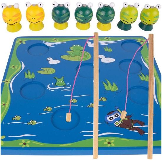 Dřevěné žabičky na lovení na magnet 3D