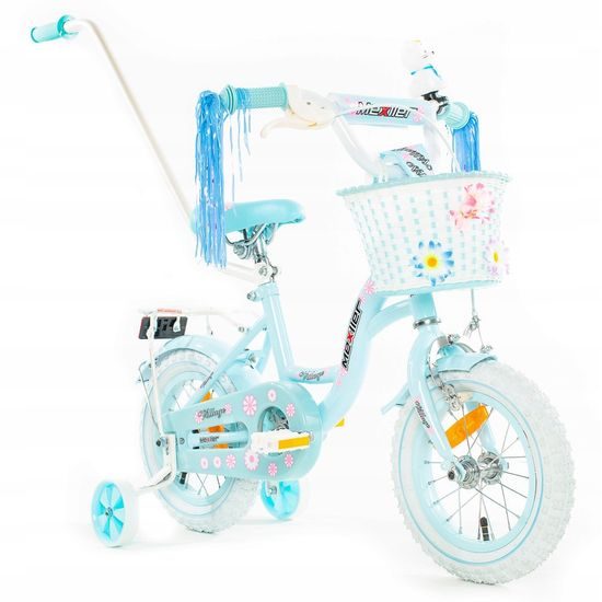 Dětské kolo Mexller Village s vodící tyčí blankytná 12"