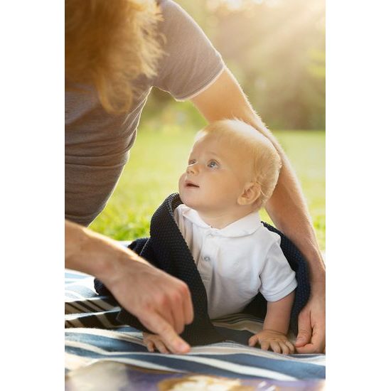 Sensillo dětská deka do kočárku pletená 100% bavlna šedá