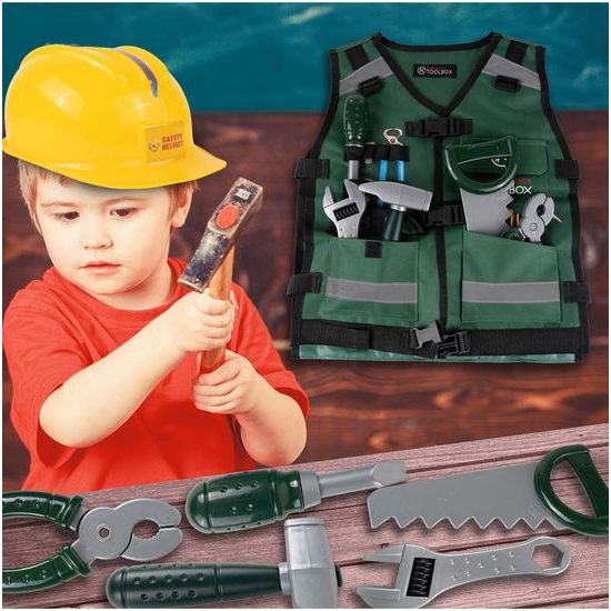 Sada dětského nářadí s vestou a helmou Craftmans Toolbox