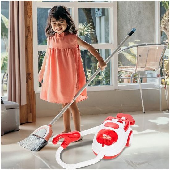 Dětský vysavač na baterie se světlem My Home červený