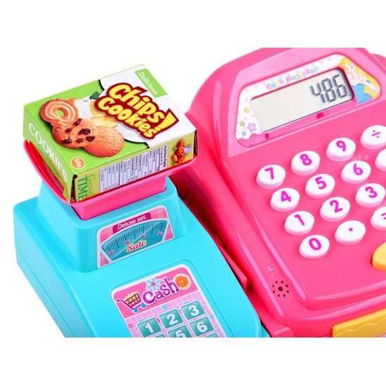 Dětská elektronická pokladna s kalkulačkou Deluxe Shopping růžová