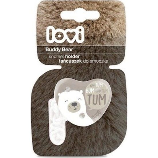 Lovi řetízek na dudlík s klipsou Buddy Bear, béžový/hnědý