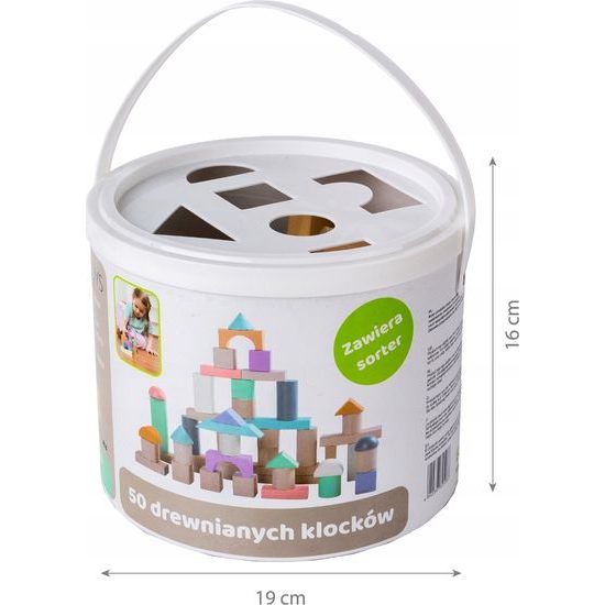 Ecotoys sada dřevěných kostek 50 ks v boxu NEO