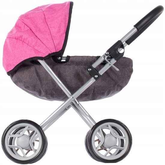 Kočárek pro panenky Princess šedo-růžový