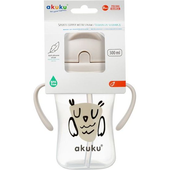 Dětská láhev se slámkou Akuku - Sovička