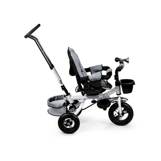 Ecotoys dětská tříkolka s otočným sedadlem a nafukovacími koly Rotage šedá