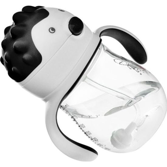 Akuku Dětská kouzelná láhev s brčkem a závažím šedá, 250 ml