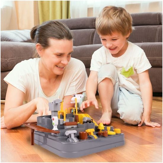 Interaktivní dětská dráha se 2 autíčky a helikoptérou Engineering Adventure
