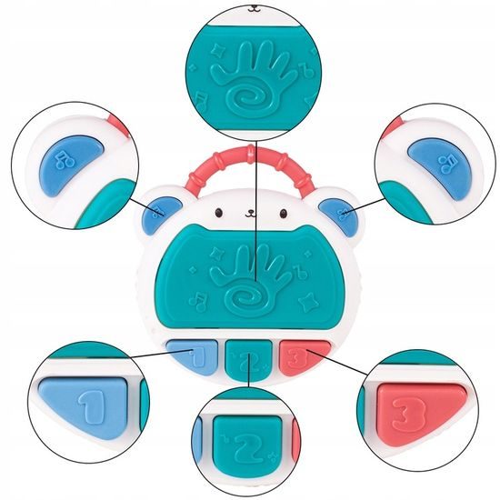 Interaktivní bubínek se zvuky a světly Myška zelená