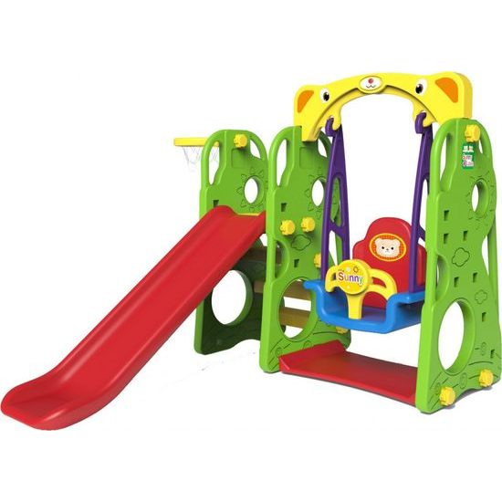 Zahradní skluzavka 3v1 s houpačkou zelená