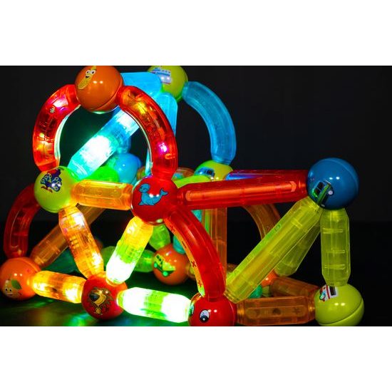 Magnetická svítící stavebnice Light Sticks 128 dílků